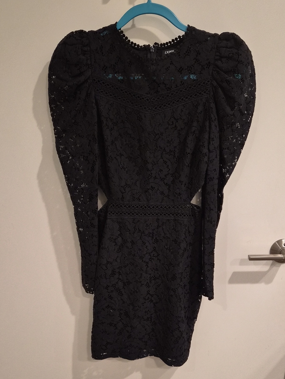Express Black Puff Shoulder Mini Dress
